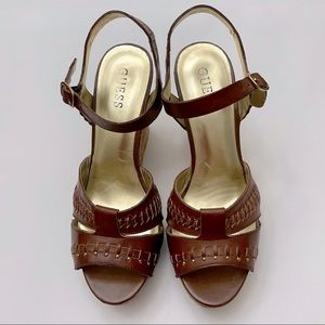 GUESS BROWN LEATHER  SANDALS